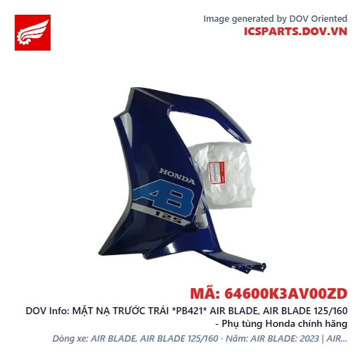 MẶT NẠ TRƯỚC TRÁI *PB421* AIR BLADE, AIR BLADE 125/160 - Phụ tùng Honda chính hãng