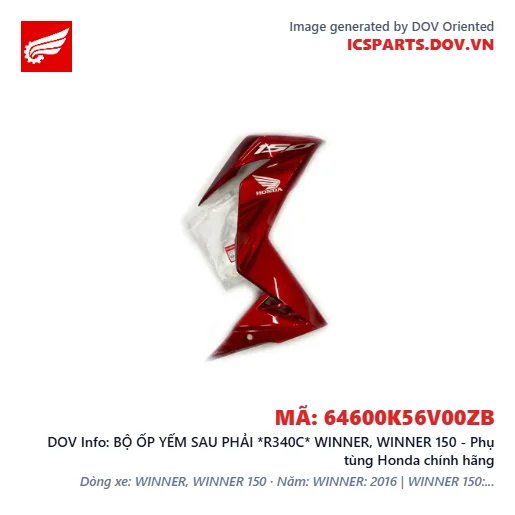 BỘ ỐP YẾM SAU PHẢI *R340C* WINNER, WINNER 150 - Phụ tùng Honda chính hãng