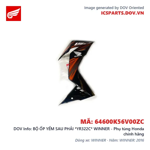 BỘ ỐP YẾM SAU PHẢI *YR322C* WINNER - Phụ tùng Honda chính hãng