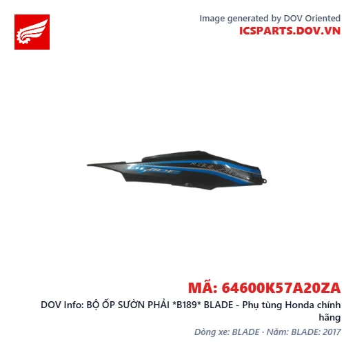BỘ ỐP SƯỜN PHẢI *B189* BLADE - Phụ tùng Honda chính hãng