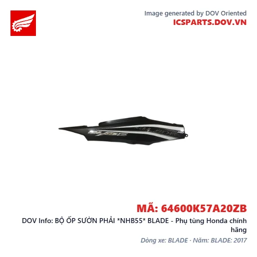 BỘ ỐP SƯỜN PHẢI *NHB55* BLADE - Phụ tùng Honda chính hãng