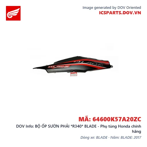 BỘ ỐP SƯỜN PHẢI *R340* BLADE - Phụ tùng Honda chính hãng