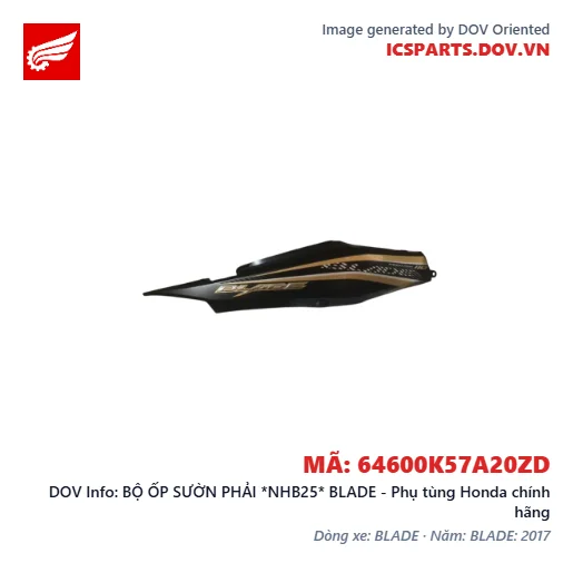 BỘ ỐP SƯỜN PHẢI *NHB25* BLADE - Phụ tùng Honda chính hãng