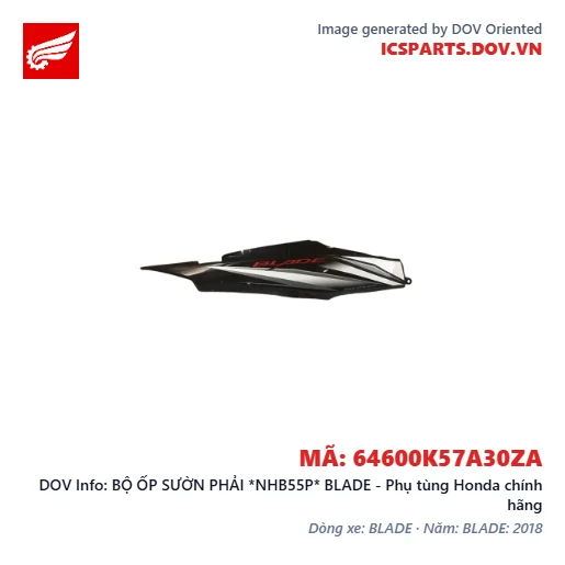 BỘ ỐP SƯỜN PHẢI *NHB55P* BLADE - Phụ tùng Honda chính hãng