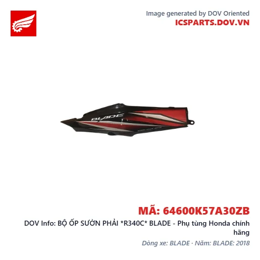 BỘ ỐP SƯỜN PHẢI *R340C* BLADE - Phụ tùng Honda chính hãng