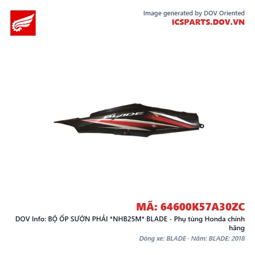 BỘ ỐP SƯỜN PHẢI *NHB25M* BLADE - Phụ tùng Honda chính hãng
