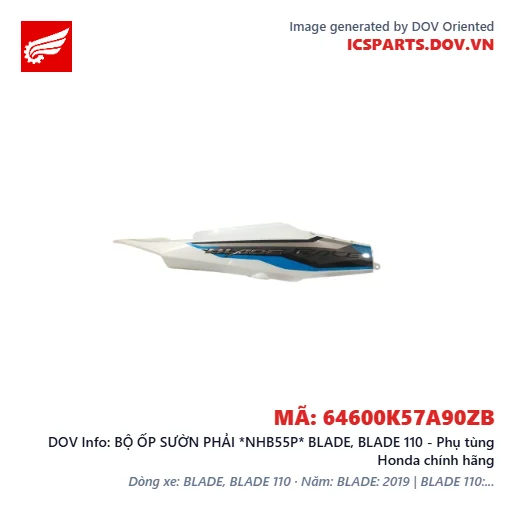 BỘ ỐP SƯỜN PHẢI *NHB55P* BLADE, BLADE 110 - Phụ tùng Honda chính hãng