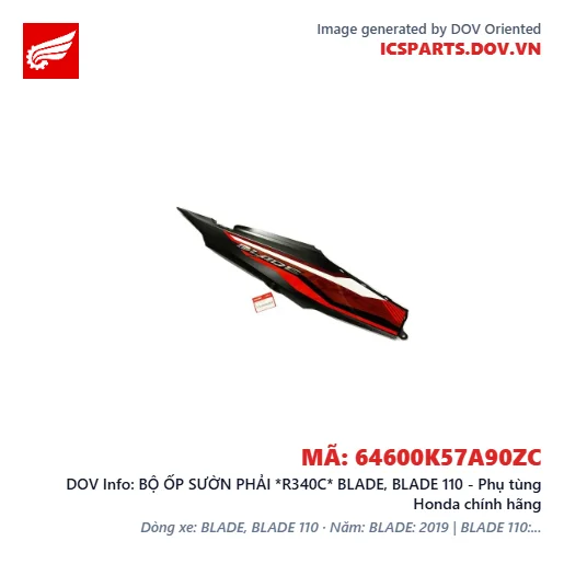 BỘ ỐP SƯỜN PHẢI *R340C* BLADE, BLADE 110 - Phụ tùng Honda chính hãng