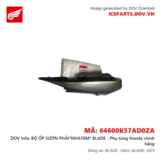 BỘ ỐP SƯỜN PHẢI*NHA76M* BLADE - Phụ tùng Honda chính hãng