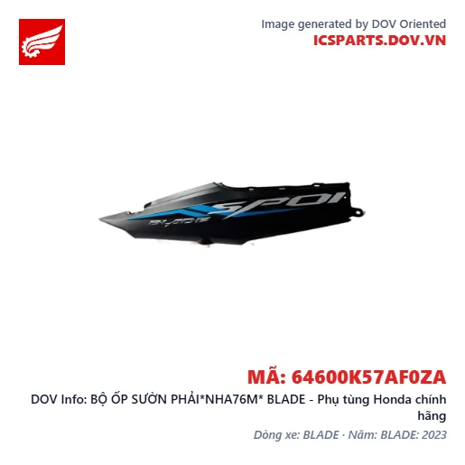 BỘ ỐP SƯỜN PHẢI*NHA76M* BLADE - Phụ tùng Honda chính hãng