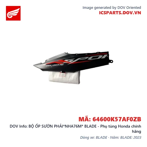 BỘ ỐP SƯỜN PHẢI*NHA76M* BLADE - Phụ tùng Honda chính hãng