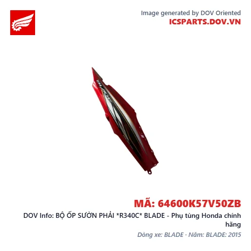 BỘ ỐP SƯỜN PHẢI *R340C* BLADE - Phụ tùng Honda chính hãng