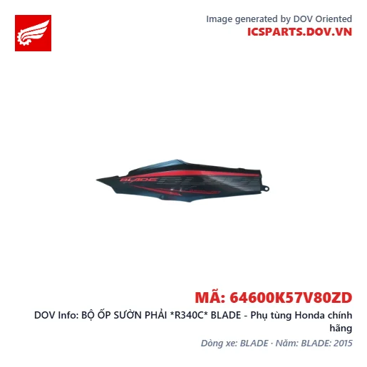 BỘ ỐP SƯỜN PHẢI *R340C* BLADE - Phụ tùng Honda chính hãng