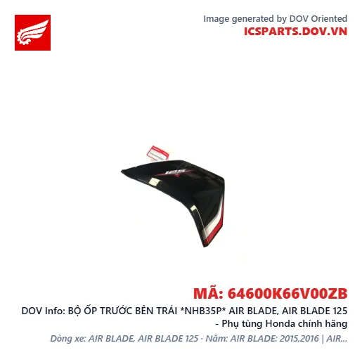 BỘ ỐP TRƯỚC BÊN TRÁI *NHB35P* AIR BLADE, AIR BLADE 125 - Phụ tùng Honda chính hãng