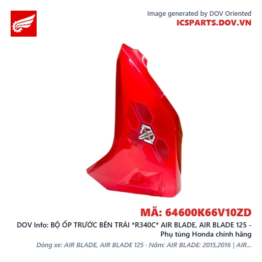BỘ ỐP TRƯỚC BÊN TRÁI *R340C* AIR BLADE, AIR BLADE 125 - Phụ tùng Honda chính hãng