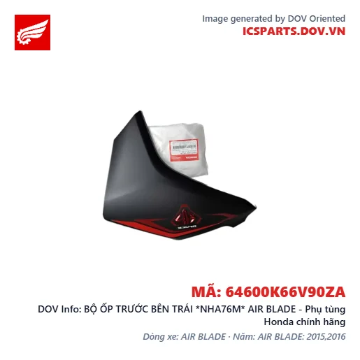 BỘ ỐP TRƯỚC BÊN TRÁI *NHA76M* AIR BLADE - Phụ tùng Honda chính hãng