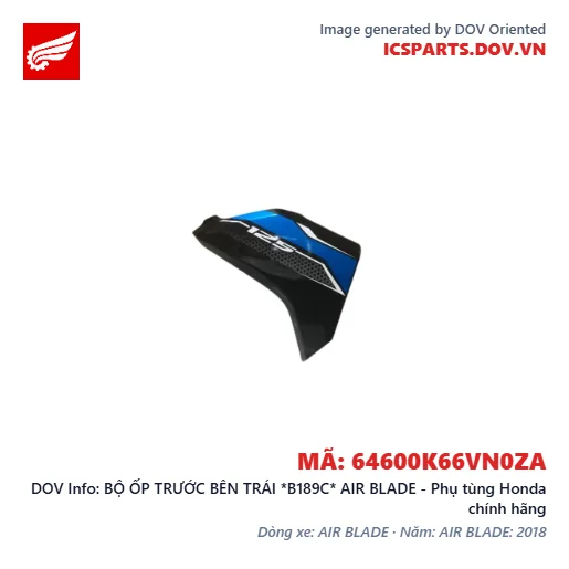 BỘ ỐP TRƯỚC BÊN TRÁI *B189C* AIR BLADE - Phụ tùng Honda chính hãng