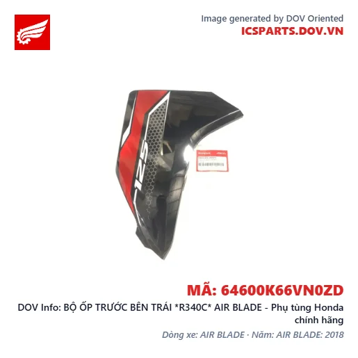 BỘ ỐP TRƯỚC BÊN TRÁI *R340C* AIR BLADE - Phụ tùng Honda chính hãng