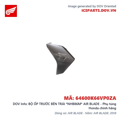 BỘ ỐP TRƯỚC BÊN TRÁI *NHB86M* AIR BLADE - Phụ tùng Honda chính hãng
