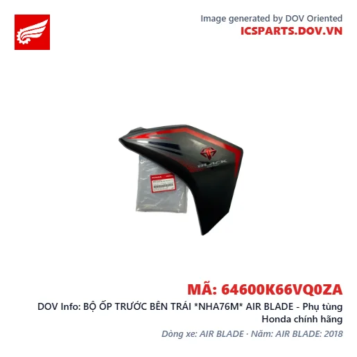 BỘ ỐP TRƯỚC BÊN TRÁI *NHA76M* AIR BLADE - Phụ tùng Honda chính hãng
