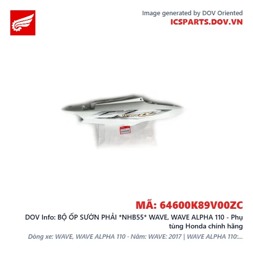 BỘ ỐP SƯỜN PHẢI *NHB55* WAVE, WAVE ALPHA 110 - Phụ tùng Honda chính hãng