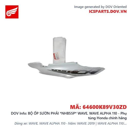 BỘ ỐP SƯỜN PHẢI *NHB55P* WAVE, WAVE ALPHA 110 - Phụ tùng Honda chính hãng