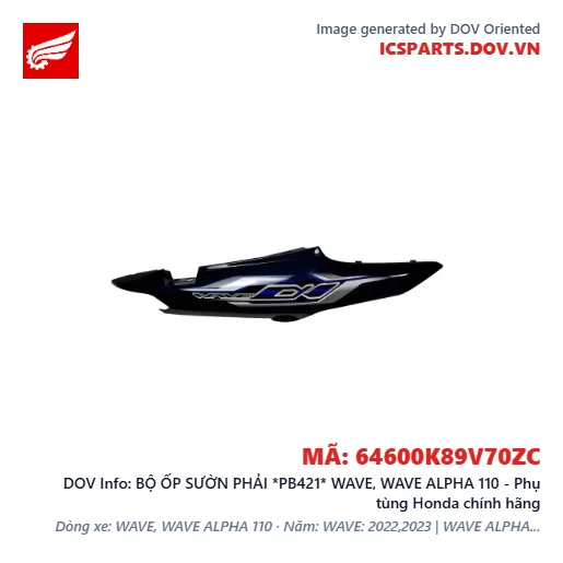 BỘ ỐP SƯỜN PHẢI *PB421* WAVE, WAVE ALPHA 110 - Phụ tùng Honda chính hãng
