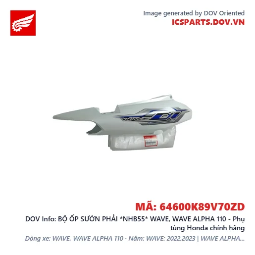 BỘ ỐP SƯỜN PHẢI *NHB55* WAVE, WAVE ALPHA 110 - Phụ tùng Honda chính hãng