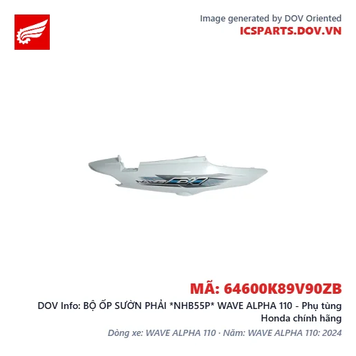 BỘ ỐP SƯỜN PHẢI *NHB55P* WAVE ALPHA 110 - Phụ tùng Honda chính hãng