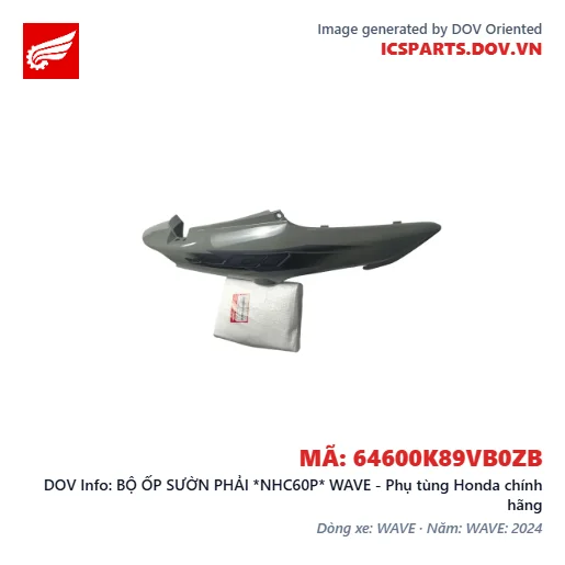 BỘ ỐP SƯỜN PHẢI *NHC60P* WAVE - Phụ tùng Honda chính hãng