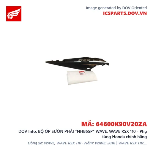 BỘ ỐP SƯỜN PHẢI *NHB55P* WAVE, WAVE RSX 110 - Phụ tùng Honda chính hãng