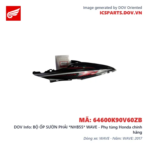 BỘ ỐP SƯỜN PHẢI *NHB55* WAVE - Phụ tùng Honda chính hãng