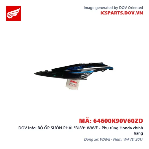 BỘ ỐP SƯỜN PHẢI *B189* WAVE - Phụ tùng Honda chính hãng