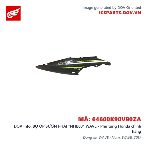 BỘ ỐP SƯỜN PHẢI *NHB83* WAVE - Phụ tùng Honda chính hãng
