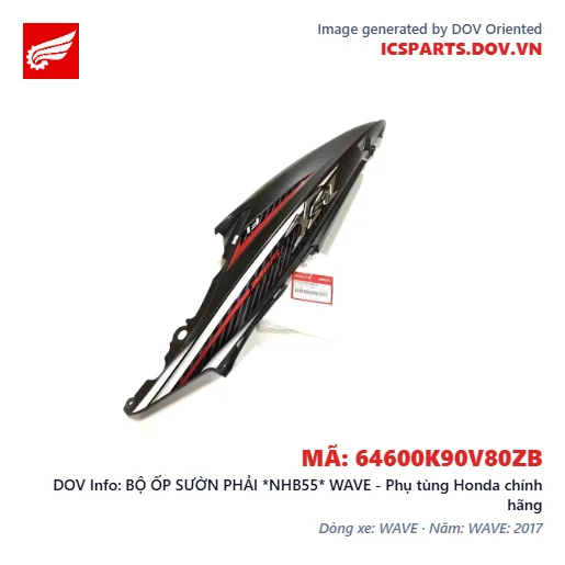 BỘ ỐP SƯỜN PHẢI *NHB55* WAVE - Phụ tùng Honda chính hãng
