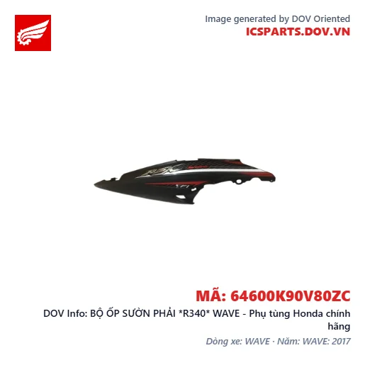 BỘ ỐP SƯỜN PHẢI *R340* WAVE - Phụ tùng Honda chính hãng