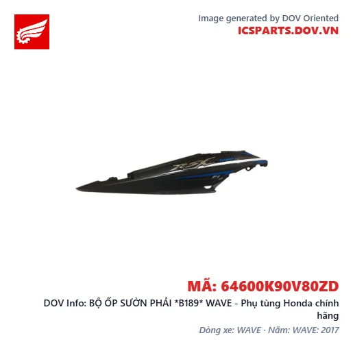 BỘ ỐP SƯỜN PHẢI *B189* WAVE - Phụ tùng Honda chính hãng