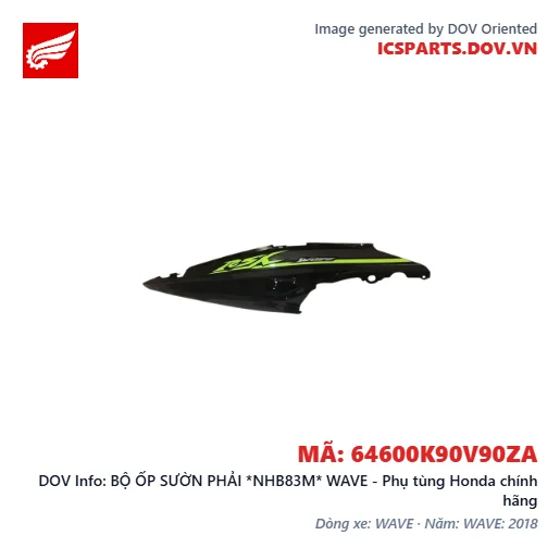 BỘ ỐP SƯỜN PHẢI *NHB83M* WAVE - Phụ tùng Honda chính hãng