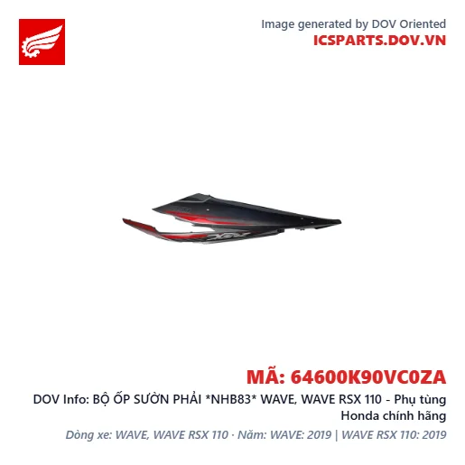 BỘ ỐP SƯỜN PHẢI *NHB83* WAVE, WAVE RSX 110 - Phụ tùng Honda chính hãng