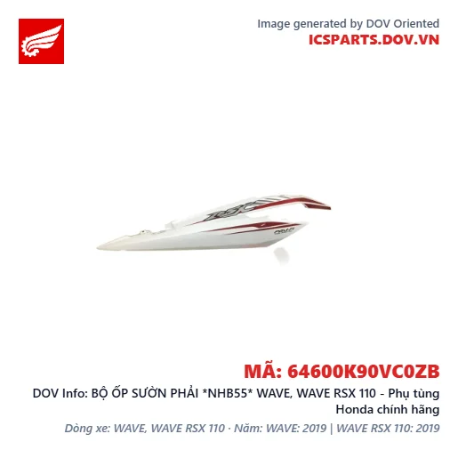 BỘ ỐP SƯỜN PHẢI *NHB55* WAVE, WAVE RSX 110 - Phụ tùng Honda chính hãng