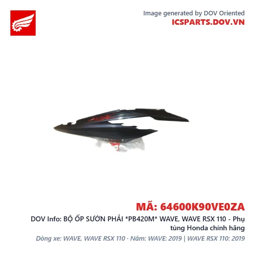 BỘ ỐP SƯỜN PHẢI *PB420M* WAVE, WAVE RSX 110 - Phụ tùng Honda chính hãng