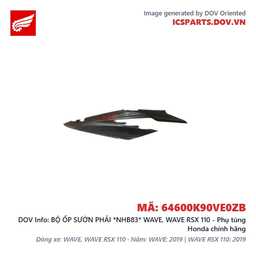BỘ ỐP SƯỜN PHẢI *NHB83* WAVE, WAVE RSX 110 - Phụ tùng Honda chính hãng