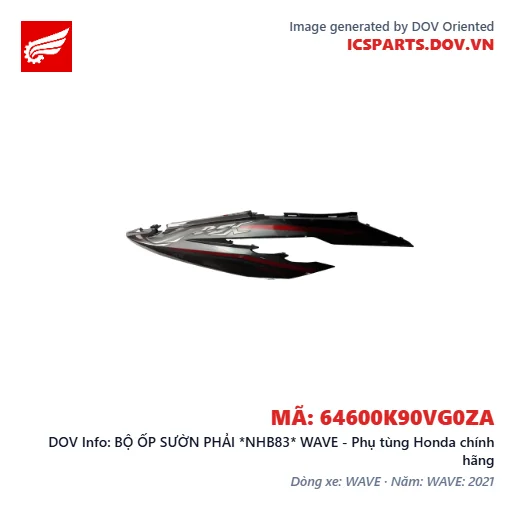 BỘ ỐP SƯỜN PHẢI *NHB83* WAVE - Phụ tùng Honda chính hãng
