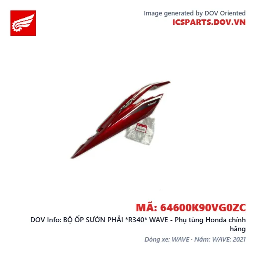 BỘ ỐP SƯỜN PHẢI *R340* WAVE - Phụ tùng Honda chính hãng