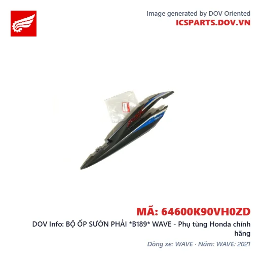 BỘ ỐP SƯỜN PHẢI *B189* WAVE - Phụ tùng Honda chính hãng
