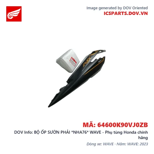 BỘ ỐP SƯỜN PHẢI *NHA76* WAVE - Phụ tùng Honda chính hãng