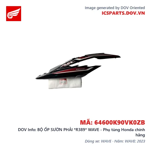 BỘ ỐP SƯỜN PHẢI *R389* WAVE - Phụ tùng Honda chính hãng