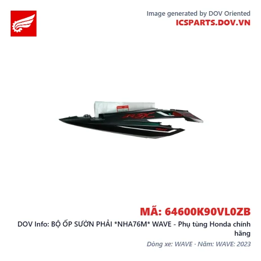 BỘ ỐP SƯỜN PHẢI *NHA76M* WAVE - Phụ tùng Honda chính hãng