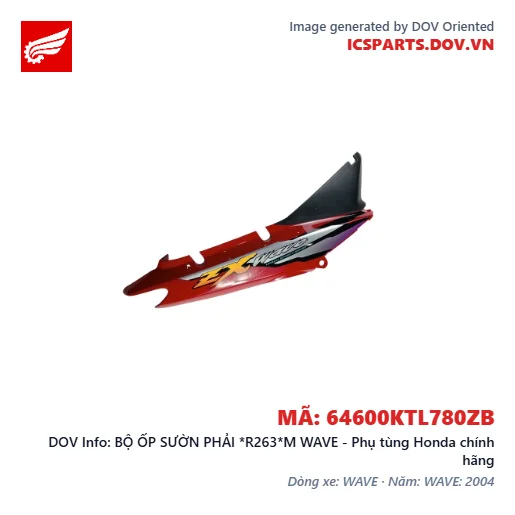 BỘ ỐP SƯỜN PHẢI *R263*M WAVE - Phụ tùng Honda chính hãng