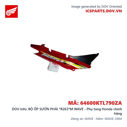 BỘ ỐP SƯỜN PHẢI *R263*M WAVE - Phụ tùng Honda chính hãng